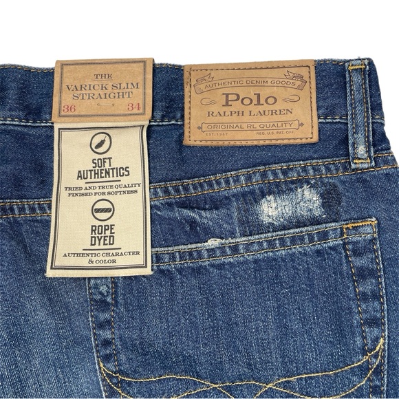 Polo Ralph Lauren Varick Slim Straight Distressed Jeans - Picture 9 of 14